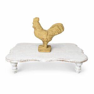 Vintage Yellow Cast Iron Mini Rooster Figurine Rustic Farmhouse Decor